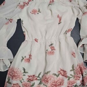 Blush Floral Off-Shoulder Mini Dress